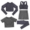 SEAMLESS FITNESS SET 2/3/5 PIECES MESH LEGGINGS AND CROP TOP