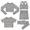 SEAMLESS FITNESS SET 2/3/5 PIECES MESH LEGGINGS AND CROP TOP