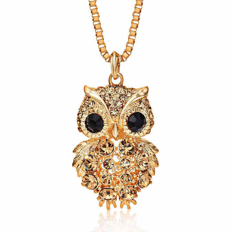 Crystal Owl Long Necklace